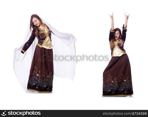 Young lady dancing traditional azeri dance