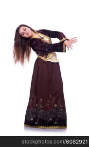 Young lady dancing traditional azeri dance