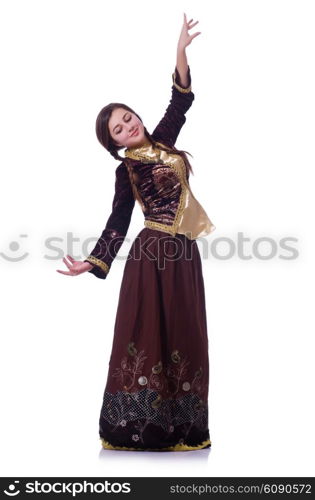 Young lady dancing traditional azeri dance