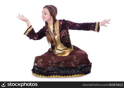 Young lady dancing traditional azeri dance