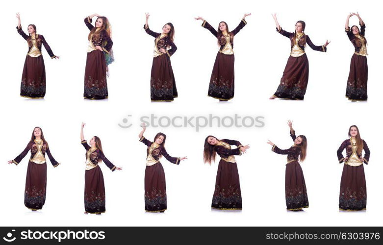 Young lady dancing traditional azeri dance