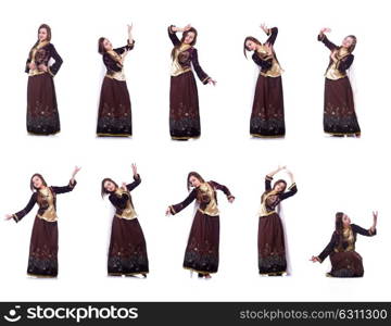 Young lady dancing traditional azeri dance