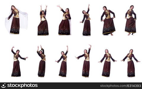 Young lady dancing traditional azeri dance