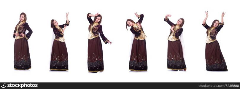 Young lady dancing traditional azeri dance