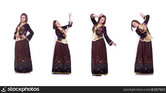 Young lady dancing traditional azeri dance