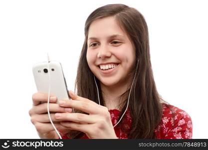 Young lady searching something on a smart phone