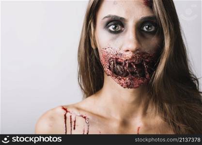 young lady with creepy makeup