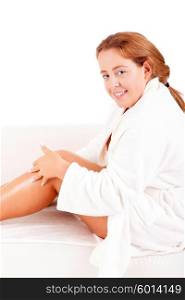 Young Large Woman taking a time for herself - beauty care concept