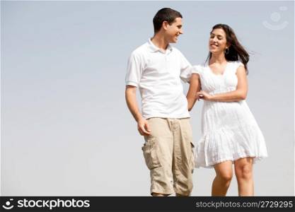 young love couple walk togther and Hugging