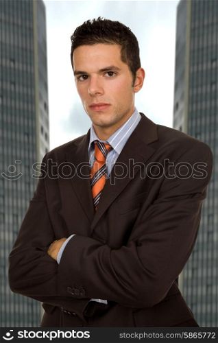 young mad business man close up portrait