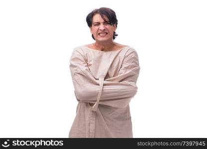Young mad man isolated on white 