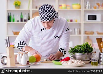 Young male cook working in the kitchen