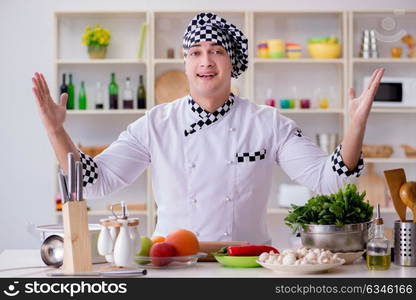 Young male cook working in the kitchen