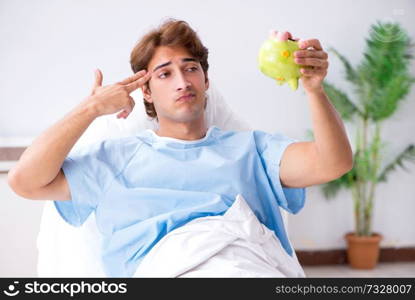 Young male patient lying on couch in hospital 