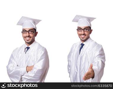 Young male student isolated on white
