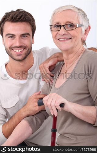 Young man and older woman