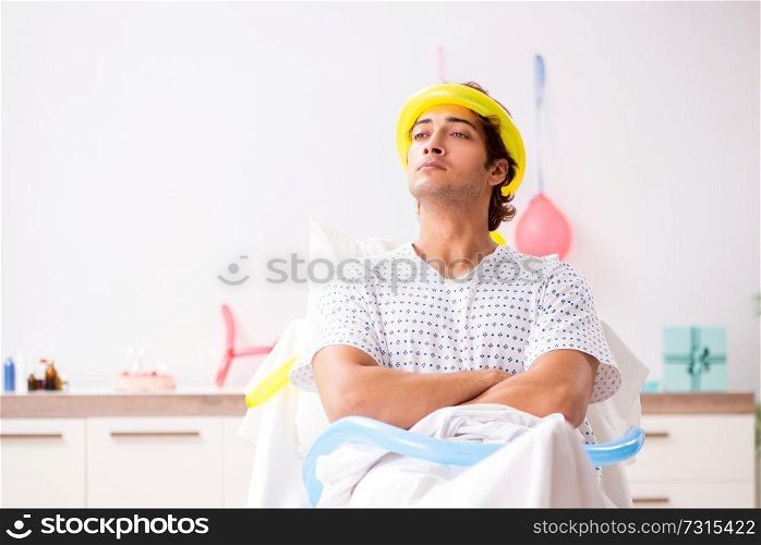 Young man celebrating his birthday in hospital