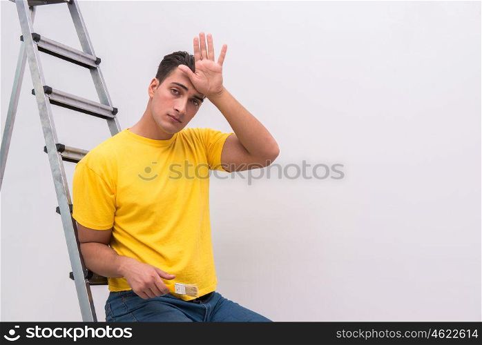 Young man doing home improvements