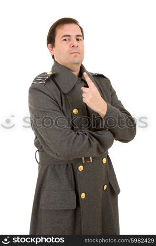 young man dressed as russian military, studio picture