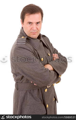 young man dressed as russian military, studio picture