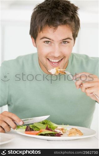 Young Man Enjoying Healthy meal,mealtime