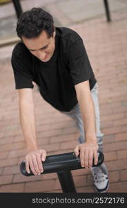 Young man exercising