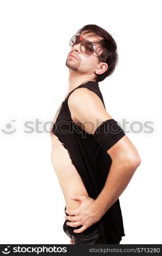 young man flamenco dancer isolated on awhite background