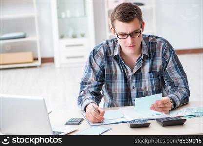 Young man frustrated at his house and tax bills
