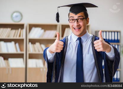 Young man graduating from university