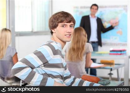 young man in a classroom
