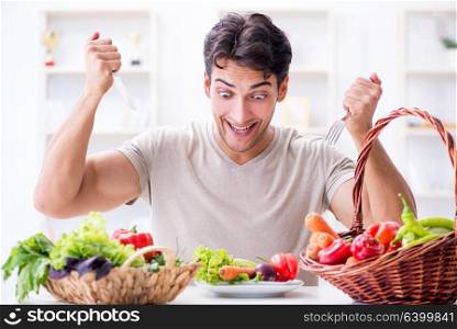 Young man in healthy eating and dieting concept
