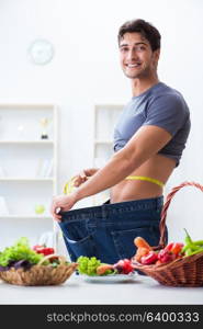 Young man in healthy eating and dieting concept