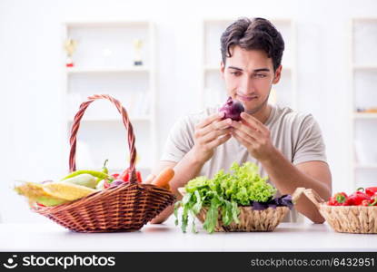 Young man in healthy eating and dieting concept