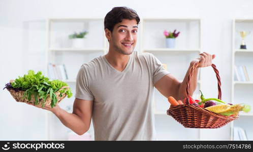 Young man in healthy eating and dieting concept. The young man in healthy eating and dieting concept