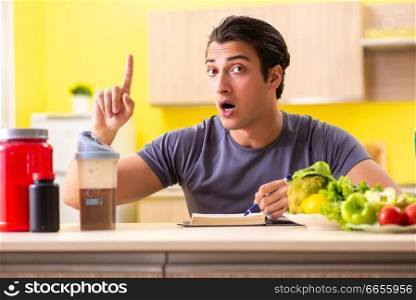 Young man in healthy eating concept