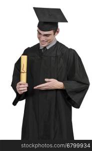 Young man in his graduation robes