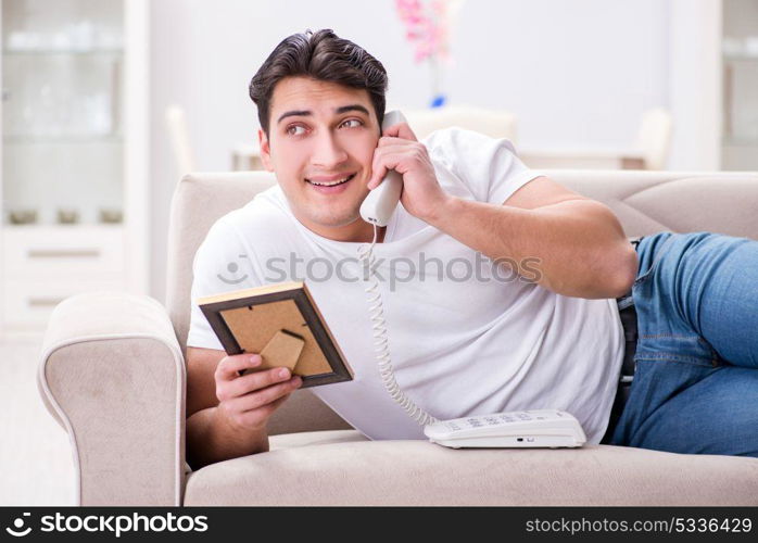 Young man in sad saint valentine concept