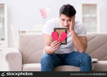 Young man in sad saint valentine concept