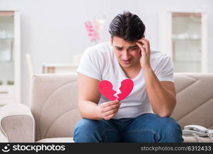 Young man in sad saint valentine concept