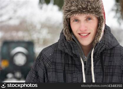 Young man in snow