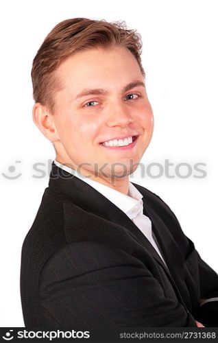 Young man in suit face close-up