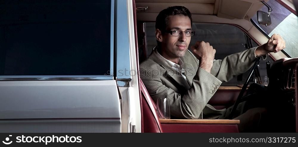 Young man in the car