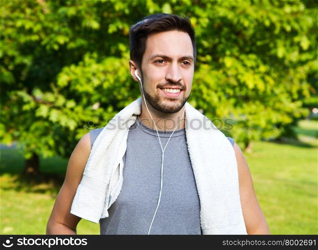 Young Man Jogging in the park