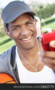 Young Man Listening to Music