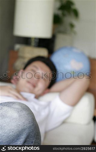 Young man lying down