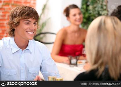 Young man on a date in a restaurant