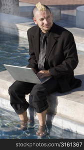 Young man on a laptop