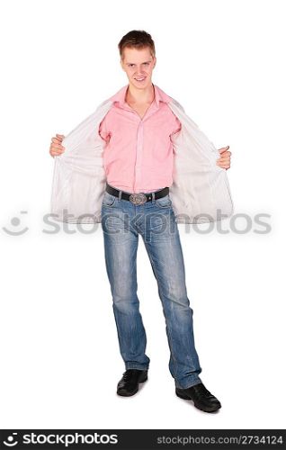 young man opened jacket