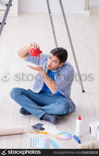 Young man overspending his budget in refurbishment project