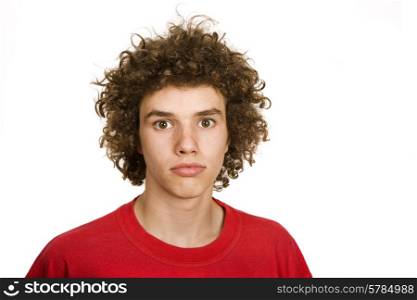 young man portrait, isolated on white background